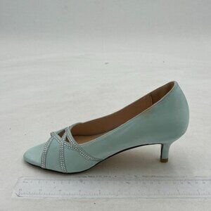 XYD Women Prom Wedding Kitten Low Heels Dress Pumps Peep Toe Slip on Rhinestones